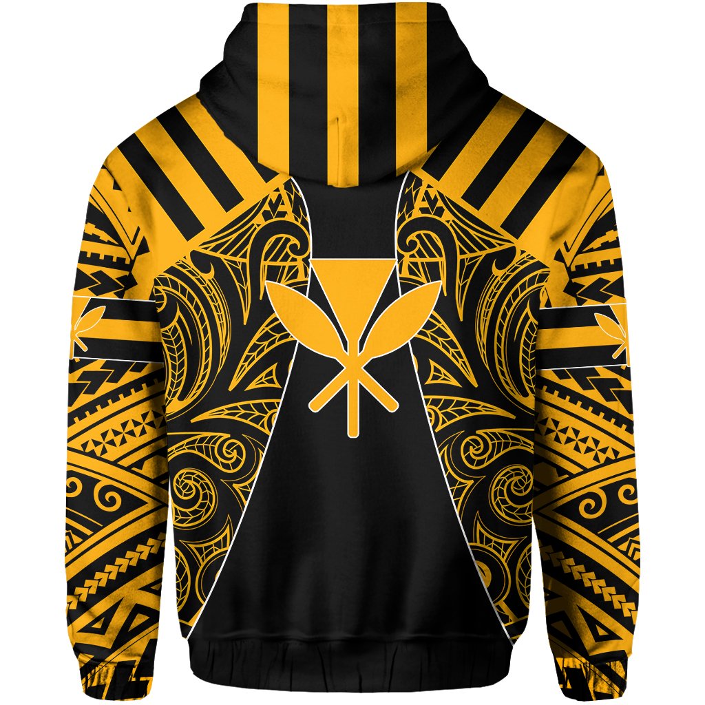 Hawaii Kanaka Football Jersey Polynesian Hoodie Zip Black & Yellow Victor Style - Polynesian Pride