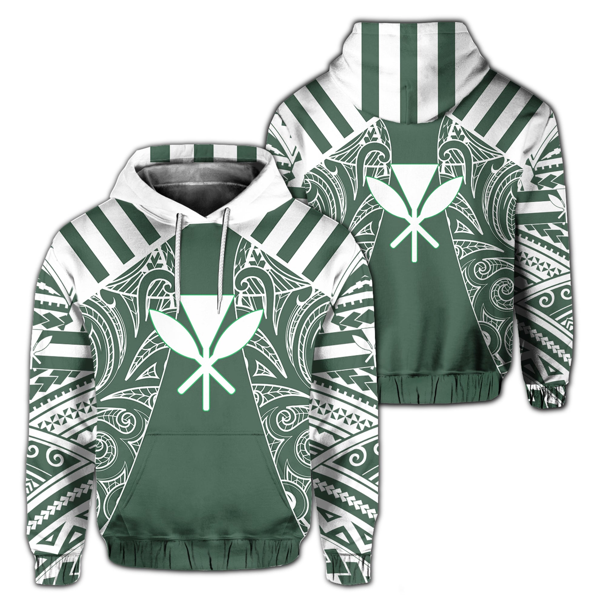 Hawaii Kanaka Football Jersey Polynesian Hoodie Green Victor Style Unisex Green - Polynesian Pride