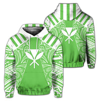 Hawaii Kanaka Football Jersey Polynesian Hoodie Green & White Victor Style Unisex Green - Polynesian Pride
