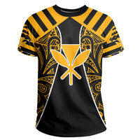 Hawaii Kanaka Football Jersey Polynesian T Shirt Black & Yellow Victor Style - Polynesian Pride
