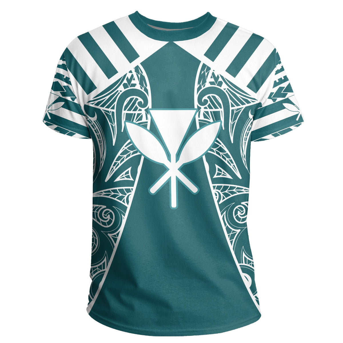 Hawaii Kanaka Football Jersey Polynesian T Shirt Cyan & White Victor Style - Polynesian Pride