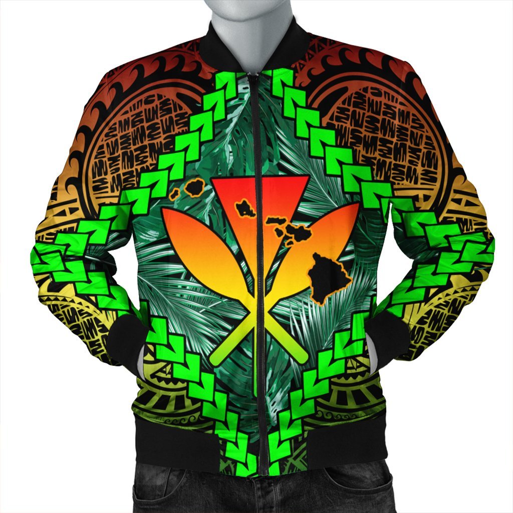 Hawaii Kanaka Kakau Tropical Polynesian Bomber Jacket - AH Black Unisex - Polynesian Pride