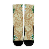Hawaii Kanaka Maoli Palm Trees Turtle And Sharks Crew Socks - AH - Polynesian Pride