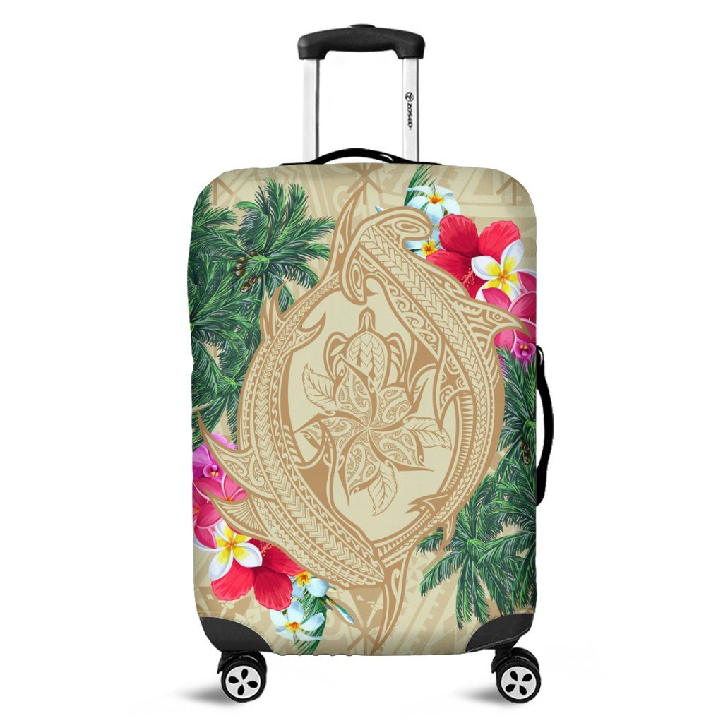 Hawaii Kanaka Maoli Palm Trees Turtle And Sharks Luggage Covers - AH Black - Polynesian Pride