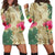 Hawaii Kanaka Maoli Plumeria Palm Trees Hammer Shark Hoodie Dress - AH Black - Polynesian Pride