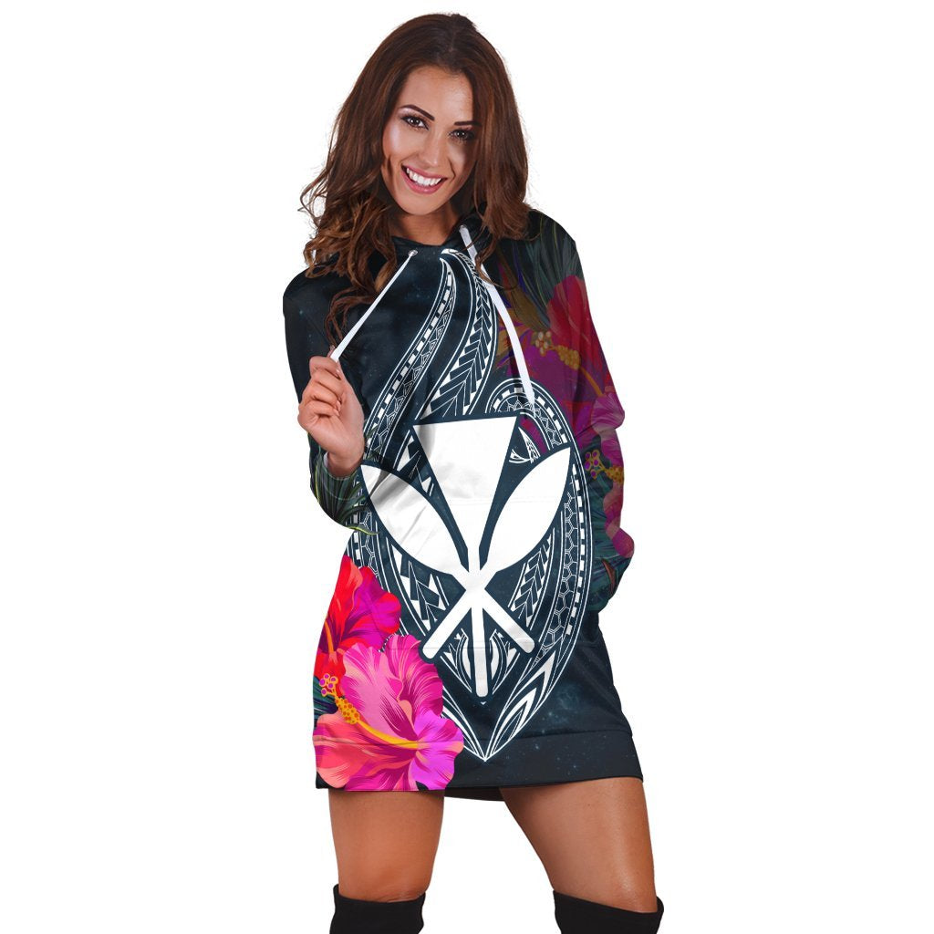 Hawaii Kanaka Polynesian Hibiscus Hoodie Dress - AH - Polynesian Pride