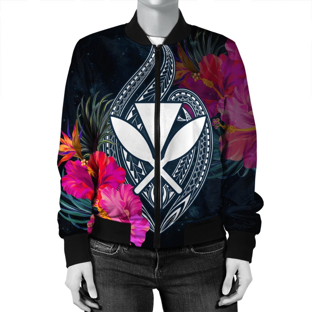 Hawaii Kanaka Polynesian Hibiscus Bomber Jacket - AH - Polynesian Pride