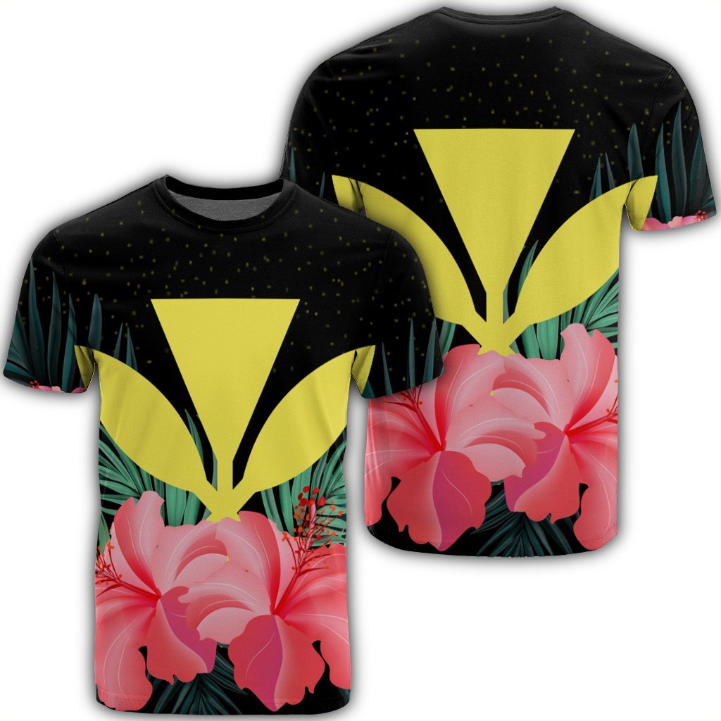 Hawaii Kanaka Tropical Hibiscus T Shirt Unisex Black - Polynesian Pride