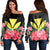 Hawaii Kanaka Tropical Hibiscus Women's Off Shoulder Sweater - AH Black - Polynesian Pride