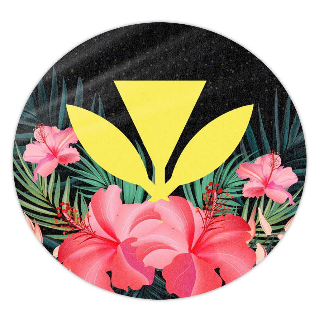 Hawaii Kanaka Tropical Hibiscus Round Carpet - AH Round Carpet Luxurious Plush - Polynesian Pride