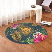 Hawaii Kanaka Turtle Hibiscus Plumerian Polynesia Round Carpet - Alena Style - AH - Polynesian Pride