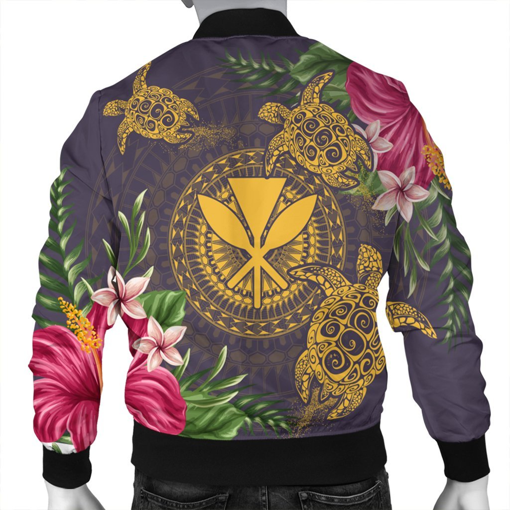 Hawaii Kanaka Turtle Hibiscus Plumerian Polynesia Bomber Jacket - Alena Style Purple - AH - Polynesian Pride