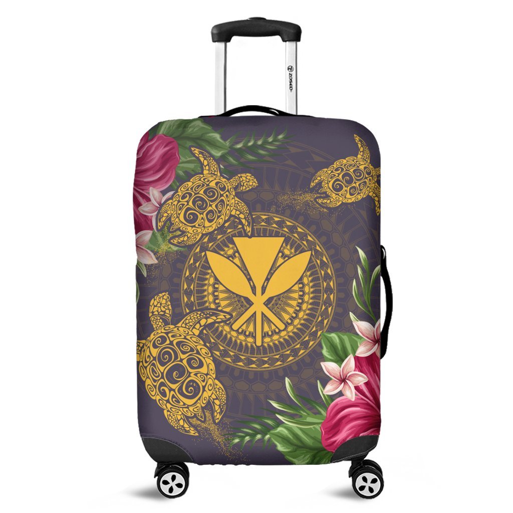 Hawaii Kanaka Turtle Hibiscus Plumerian Polynesia Luggage Covers - Alena Style Purple - AH Black - Polynesian Pride