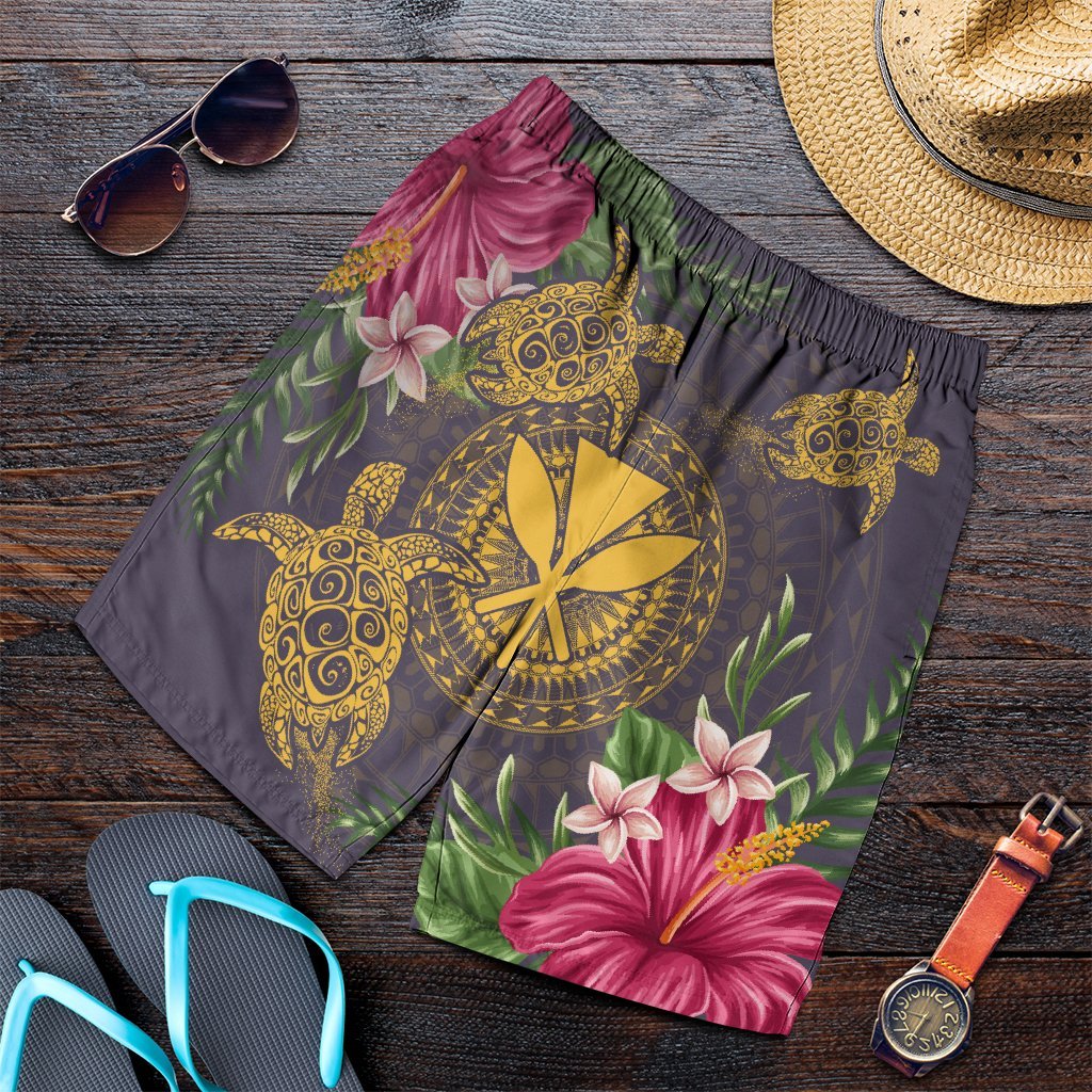 Hawaii Kanaka Turtle Hibiscus Plumerian Polynesia Men's Shorts - Alena Style Purple - AH Art - Polynesian Pride