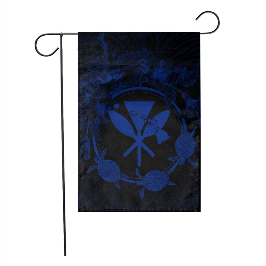 Hawaii Kanaka Turtle Hibiscus Polynesian Flag - Anthea Style Blue - AH - Polynesian Pride