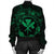 Hawaii Kanaka Turtle Hibiscus Polynesian Bomber Jacket - Anthea Style Green - AH - Polynesian Pride