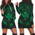 Hawaii Kanaka Turtle Hibiscus Polynesian Hoodie Dress - Anthea Style Green - AH Black - Polynesian Pride