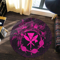 Hawaii Kanaka Turtle Hibiscus Polynesian Round Carpet - Anthea Style Pink - AH - Polynesian Pride