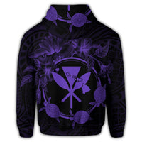 Hawaiian Kanaka Turtle Hibiscus Polynesian Hoodie Anthea Style Purple - Polynesian Pride