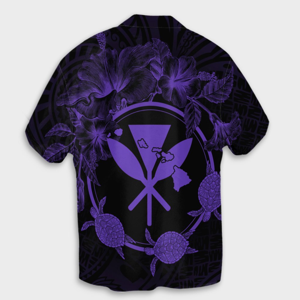 Hawaii Kanaka Turtle Hibiscus Polynesian Hawaiian Shirt - Anthea Style Purple - AH - Polynesian Pride