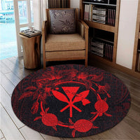 Hawaii Kanaka Turtle Hibiscus Polynesian Round Carpet - Anthea Style Red - AH - Polynesian Pride