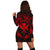 Hawaii Kanaka Turtle Hibiscus Polynesian Hoodie Dress - Anthea Style Red - AH - Polynesian Pride