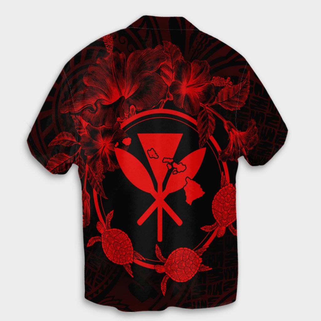 Hawaii Kanaka Turtle Hibiscus Polynesian Hawaiian Shirt - Anthea Style Red - AH - Polynesian Pride