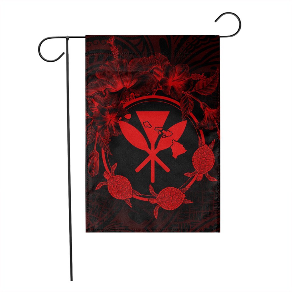 Hawaii Kanaka Turtle Hibiscus Polynesian Flag - Anthea Style Red - AH - Polynesian Pride