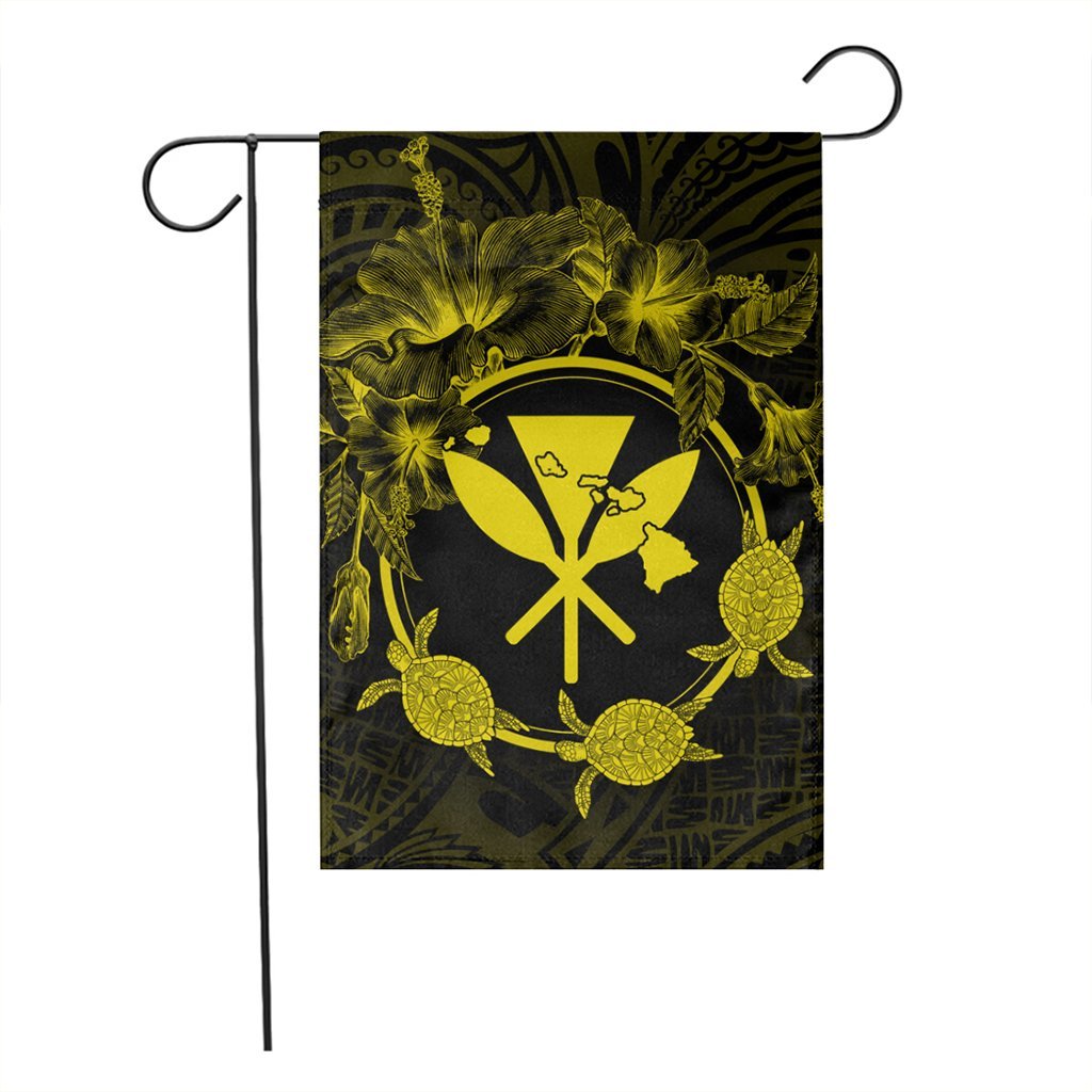 Hawaii Kanaka Turtle Hibiscus Polynesian Flag - Anthea Style Yellow - AH - Polynesian Pride