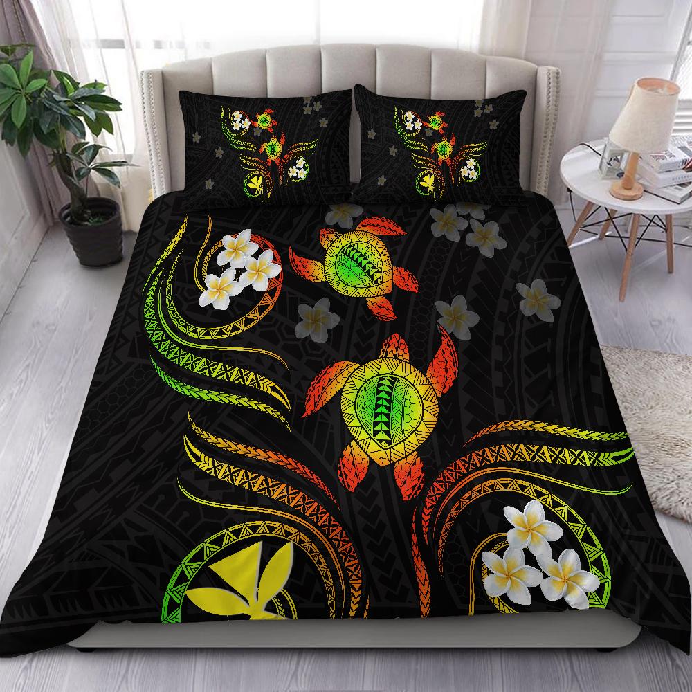 Hawaii Kanaka Turtle Plumeria Polynesian Bedding Set - Royal - AH Royal - Polynesian Pride