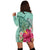 Hawaii Manta Ray Tropical Hibiscus Plumeria Hoodie Dress - AH - Polynesian Pride