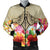 Hawaii Manta Ray Tropical Hibiscus Plumeria Polynesian Bomber Jacket - AH Black Unisex - Polynesian Pride