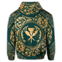 Hawaii Map Classic Floral Zip Hoodie Green - Polynesian Pride
