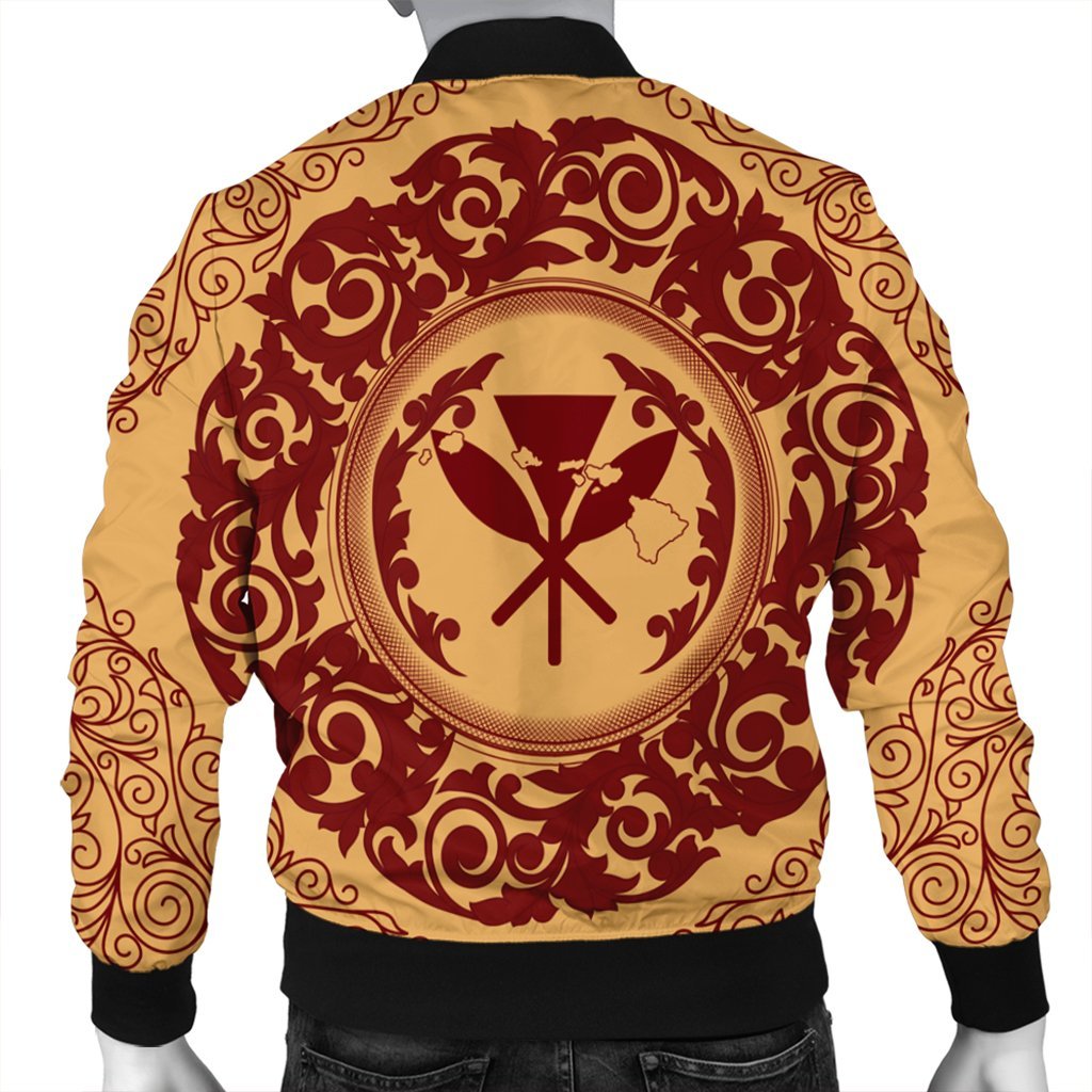 Hawaii Map Classic Floral Bomber Jacket Red - AH - Polynesian Pride