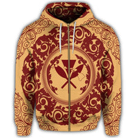 Hawaii Map Classic Floral Zip Hoodie Red - Polynesian Pride