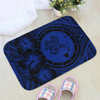 Hawaii Map Honu Hibiscus Polynesian Door Mat Blue AH - Polynesian Pride