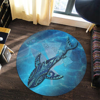 Hawaii Map Kanaka Galaxy Shark Round Carpet - AH - Polynesian Pride