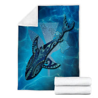Hawaii Map Kanaka Galaxy Shark Premium Blankets - AH - Polynesian Pride