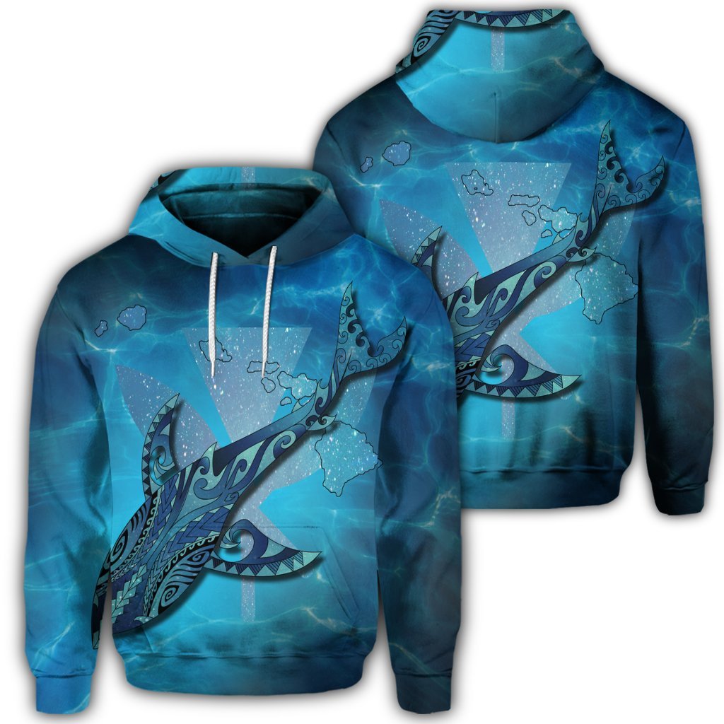 Hawaiian Map Kanaka Galaxy Shark Hoodie Unisex Art - Polynesian Pride