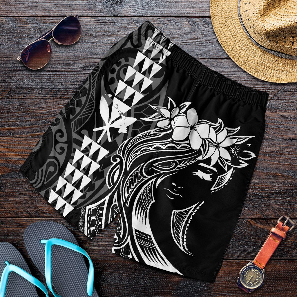 Hawaii Map Kanaka Polynesian Hula Girl Men's Shorts - AH - J5C Art - Polynesian Pride