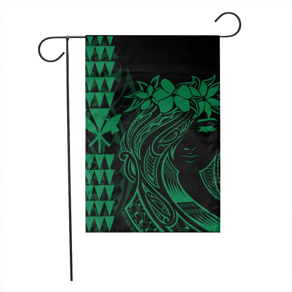 Hawaii Map Kanaka Polynesian Hula Girl Flag Green - AH - J5C - Polynesian Pride