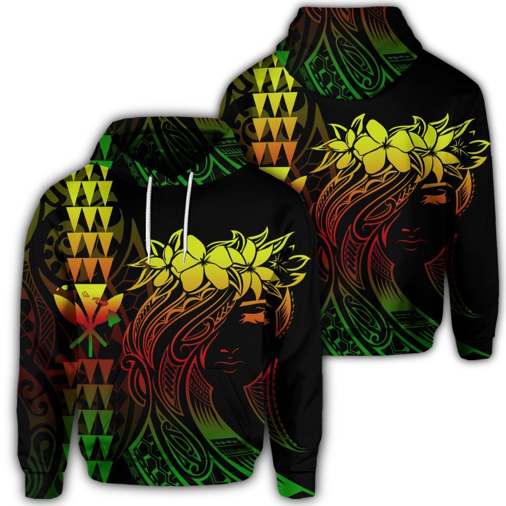 Hawaiian Map Kanaka Polynesian Hula Girl Hoodie Reggae Unisex Art - Polynesian Pride