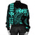 Hawaii Map Kanaka Polynesian Hula Girl Bomber Jacket Turquoise - AH - J5R - Polynesian Pride