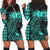 Hawaii Map Kanaka Polynesian Hula Girl Hoodie Dress Turquoise - AH - J5R Black - Polynesian Pride