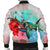 Hawaii Map Kanaka Sea Turtle Hibiscus Bomber Jacket - AH - Blue Pink - Polynesian Pride