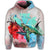 Hawaiian Map Kanaka Sea Turtle Hibiscus Hoodie Blue Pink - Polynesian Pride