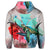 Hawaiian Map Kanaka Sea Turtle Hibiscus Hoodie Blue Pink - Polynesian Pride