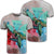 Hawaii Map Kanaka Sea Turtle Hibiscus T Shirt Blue Pink Unisex Black - Polynesian Pride