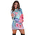 Hawaii Map Kanaka Turtle Galaxy Night Plumeria Hibiscus Hoodie Dress - AH - Polynesian Pride