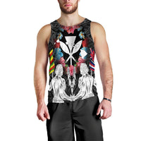 Hawaii Map Kanaka Two Men Holding Flag Tank Top - AH Black - Polynesian Pride